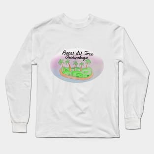 Bocas del Toro Archipelago watercolor Island travel, beach, sea and palm trees. Holidays and rest, summer and relaxation Long Sleeve T-Shirt